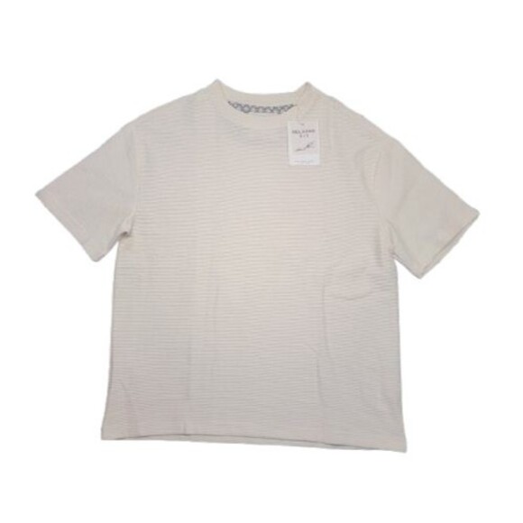 Denim and Flower Textured Line Type T-Shirt NWT Beige Size S Small New - Picture 1 of 14